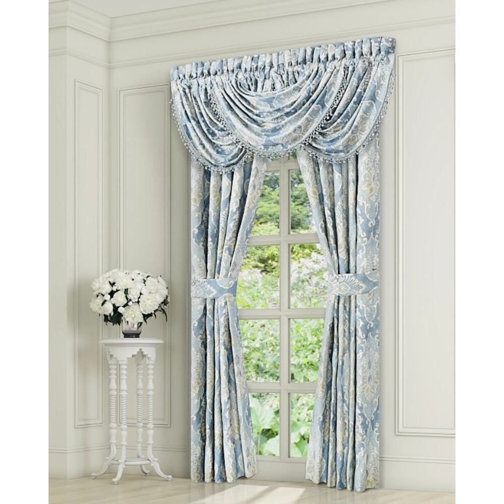 J. Queen New York Celtic Spa Window Panel Pair Woven Damask 84” NIP